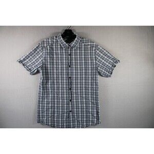 Esprit Men Short Sleeve Plaid Button Up Shirt Peoria Vaudeville Blue White L